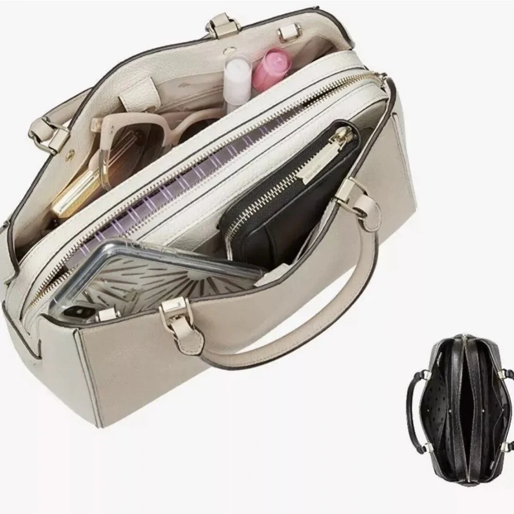 Kate Spade New York Leila Medium Triple compartment Satchel In Light Sand/Gold